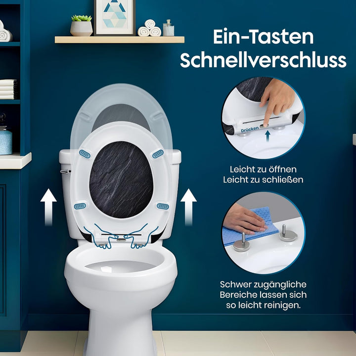Yelcona WC-Sitz Duroplast,max. Belastung der Klobrille 150 kg Toilettensitz mit Absenkautomatik und