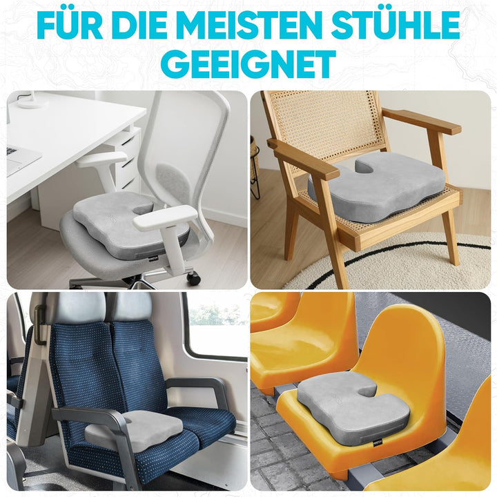 FORTEM Sitzkissen, Sitzpolster, Bürostuhlkissen, Memory-Schaum Schreibtischstuhl Kissen, Rutschfeste