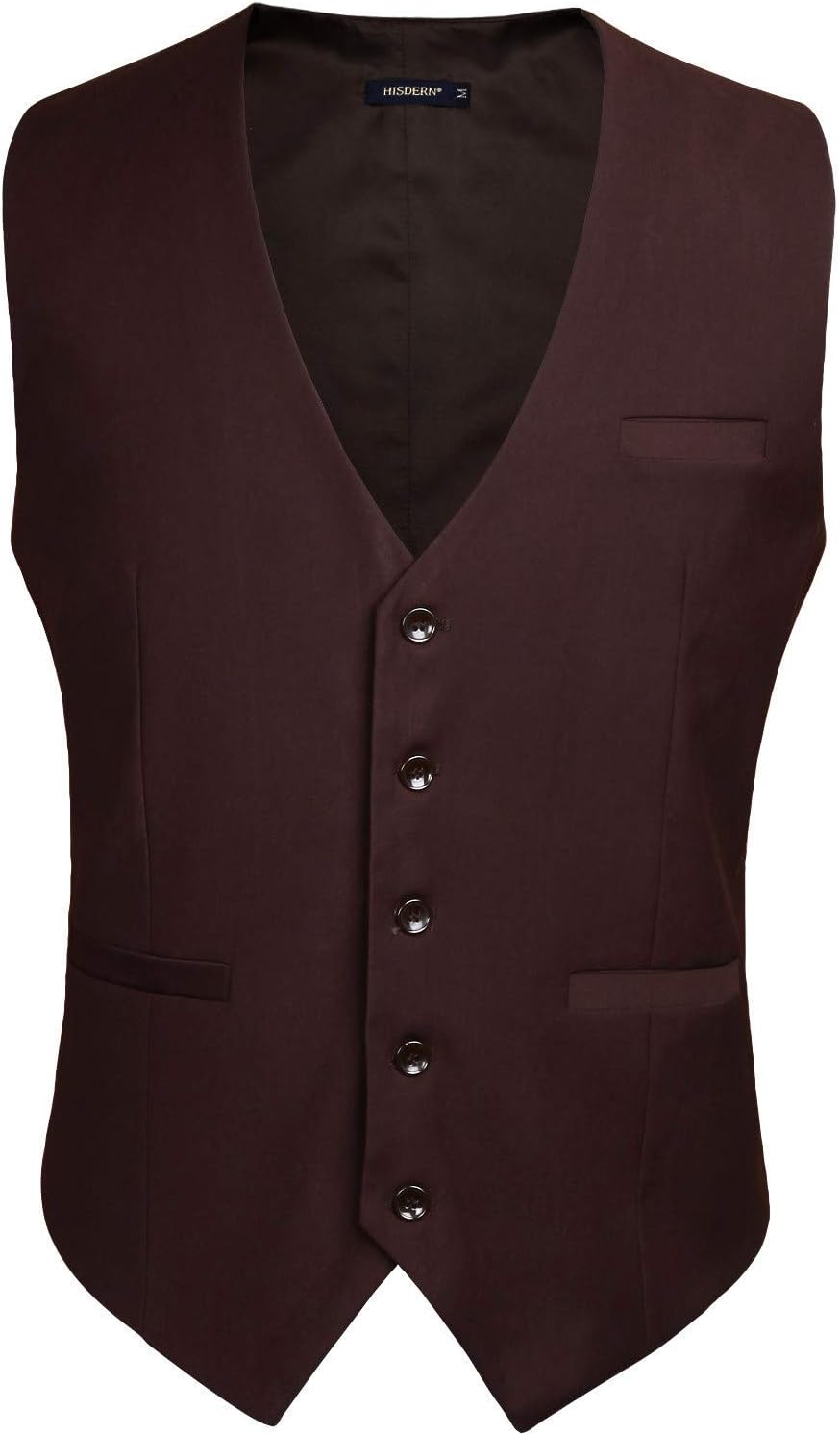HISDERN Herren Formale Hochzeit Party Weste Baumwolle Einfarbig Weste XL Braun, XL Braun