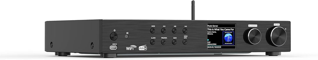 Maxxo Hi-Fi Tuner TR05 – DAB+/FM/Internetradio mit Bluetooth, Wi-Fi, USB, Spotify, 3,2" Farbdisplay,