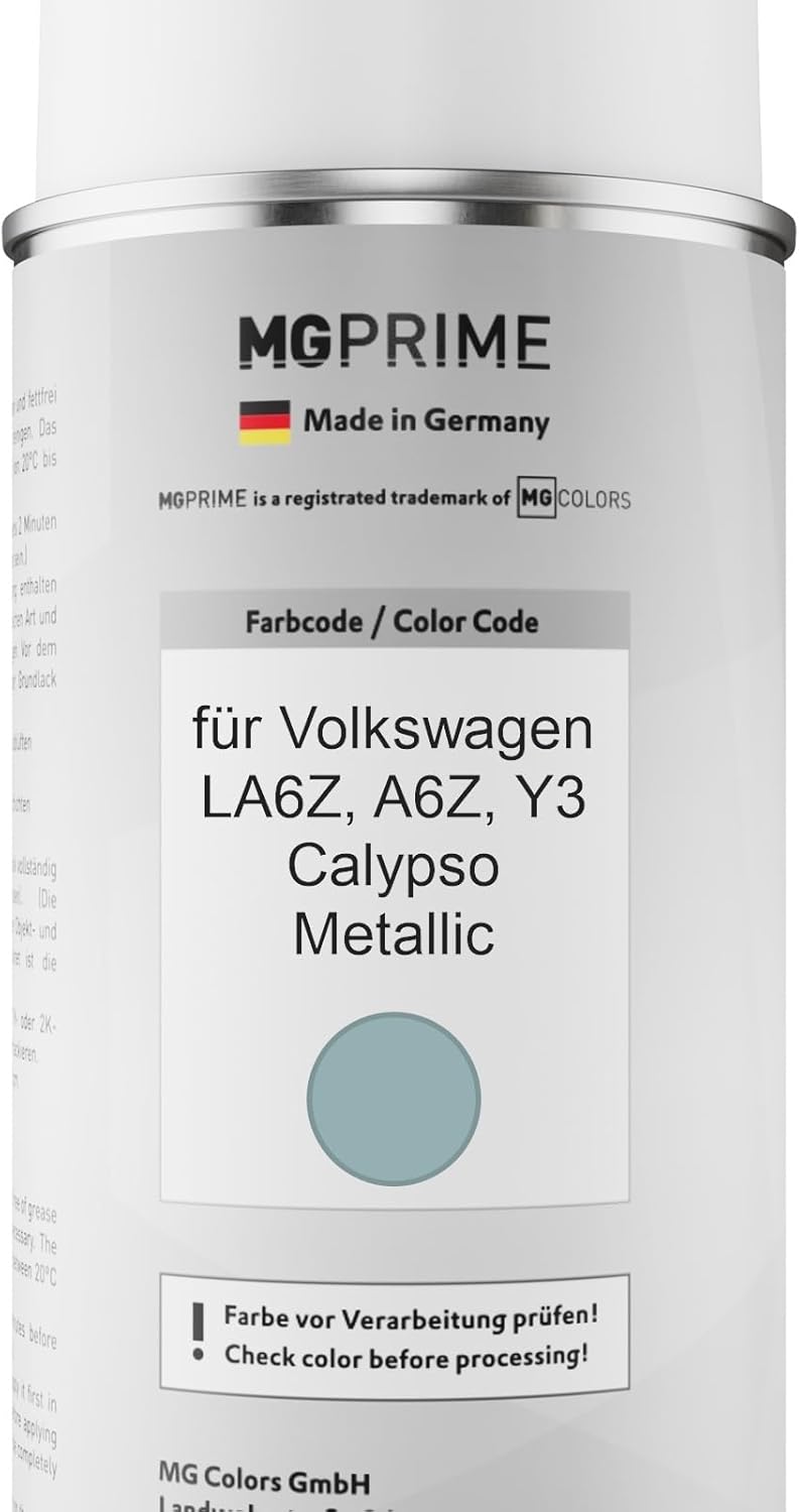 MG PRIME Autolack Sprühdosen Set für Volkswagen VW LA6Z / A6Z / Y3 Calypso Metallic Basislack Klarla