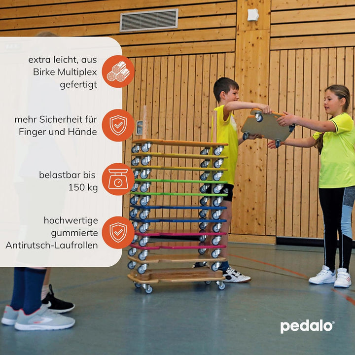 pedalo Rollbrett Safety I Holz-Rollbrett I Gleit-Rollbrett I Sport-Rollbrett I Kinder-Rollbrett (bla