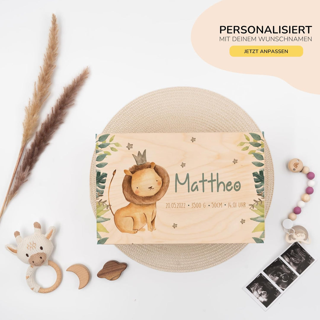 KIDSMOOD - Erinnerungsbox Baby, personalisierte Holzkiste mit Deckel, Ideal zur Aufbewahrung von Eri