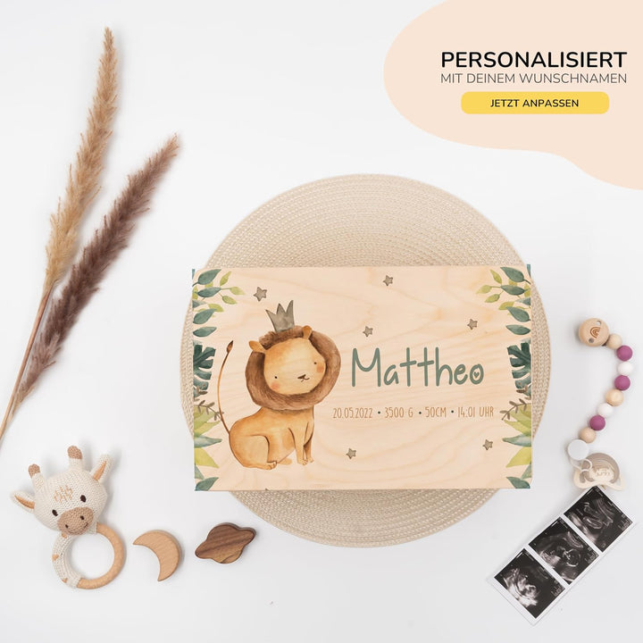 KIDSMOOD - Erinnerungsbox Baby, personalisierte Holzkiste mit Deckel, Ideal zur Aufbewahrung von Eri