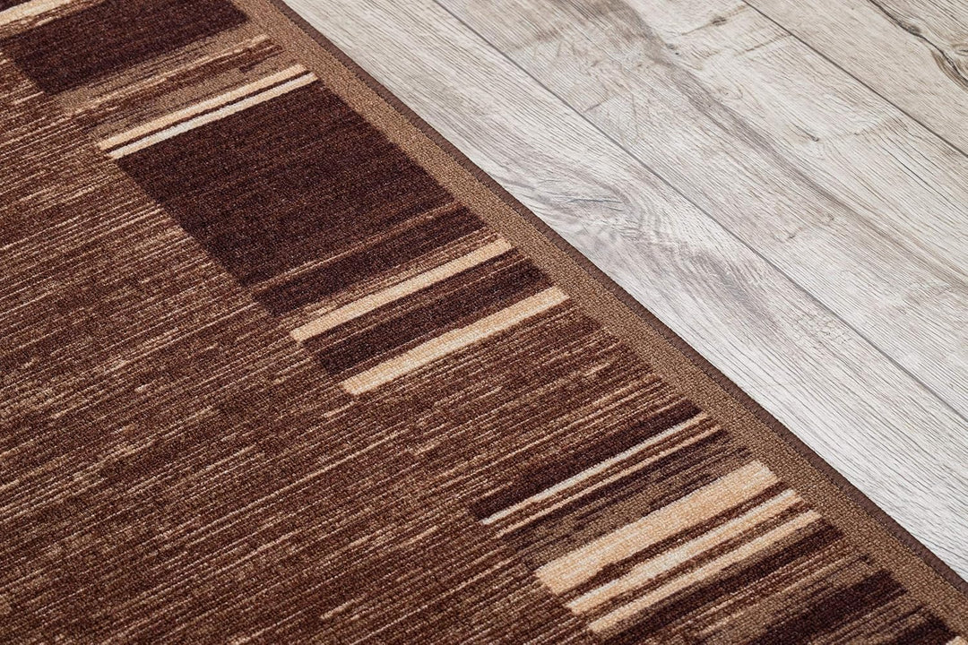 rugsx Antirutsch Teppichläufer Adagio braun - moderner Kurzflor für Küche, Flur & Wohnzimmer, Meterw