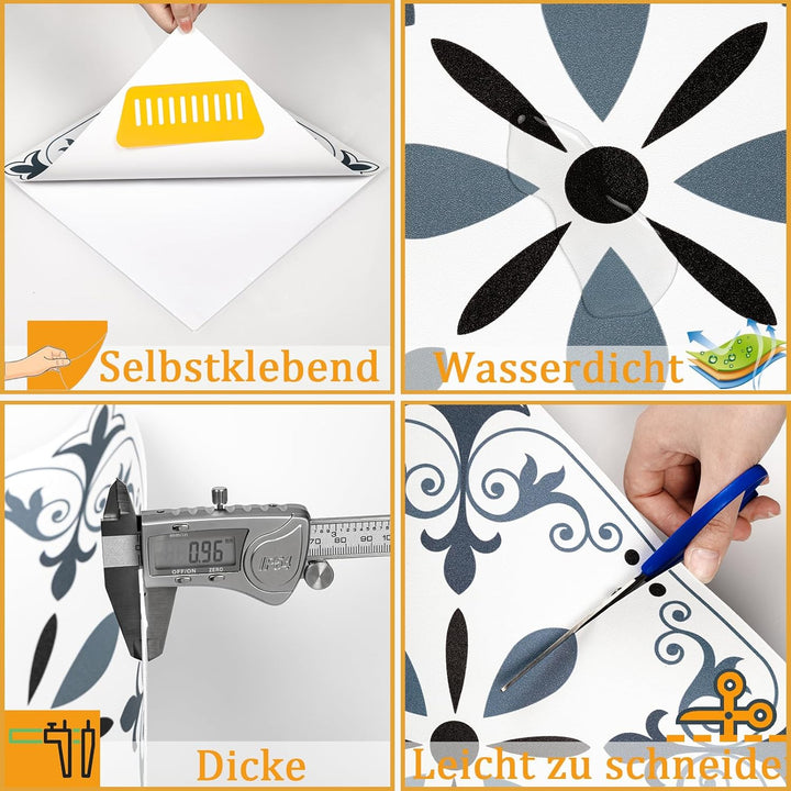 Vinylboden Selbstklebend PVC Bodenbelag Selbstklebende Vinyl-Fliesen Wasserdicht Verschleissfest Gee
