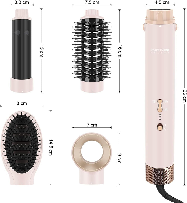 5 IN 1 MaxAIR Styler, PARWIN PRO BEAUTY Haartrockner Warmluftbürste Set, Rundbürstenföhn, Lockenstab