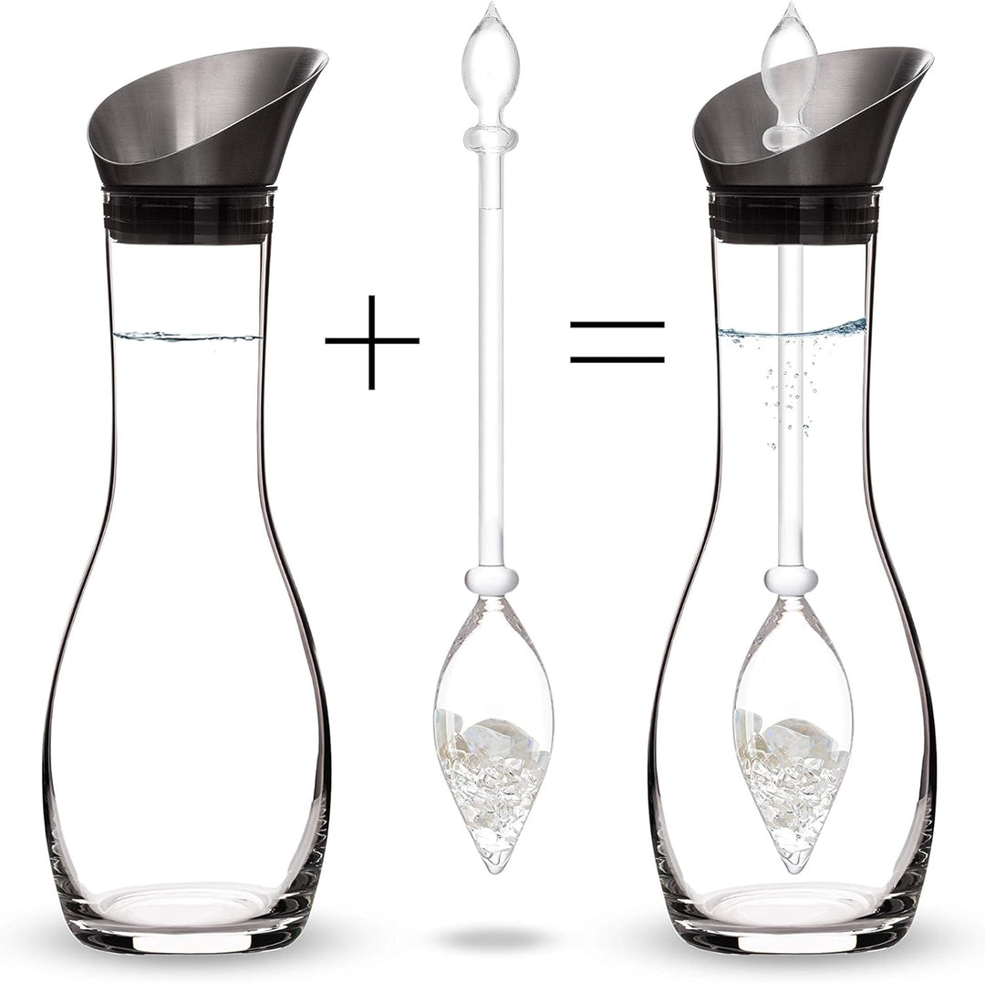 Vitajuwel Luna Edelsteinwasserset für Zuhause Luna (Karaffe Era & Phiole) mit Mondstein & Bergkrista