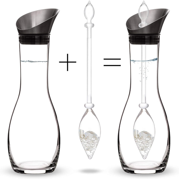 Vitajuwel Luna Edelsteinwasserset für Zuhause Luna (Karaffe Era & Phiole) mit Mondstein & Bergkrista