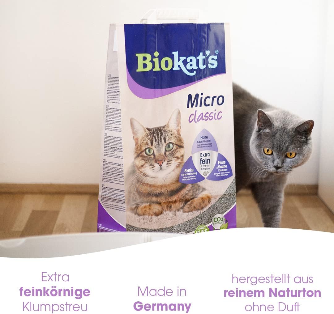 Biokat's Micro classic Katzenstreu ohne Duft - Klumpstreu aus Bentonit mit extra feiner Körnung für