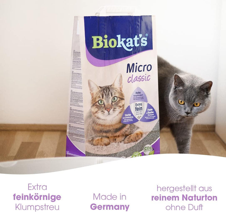 Biokat's Micro classic Katzenstreu ohne Duft - Klumpstreu aus Bentonit mit extra feiner Körnung für