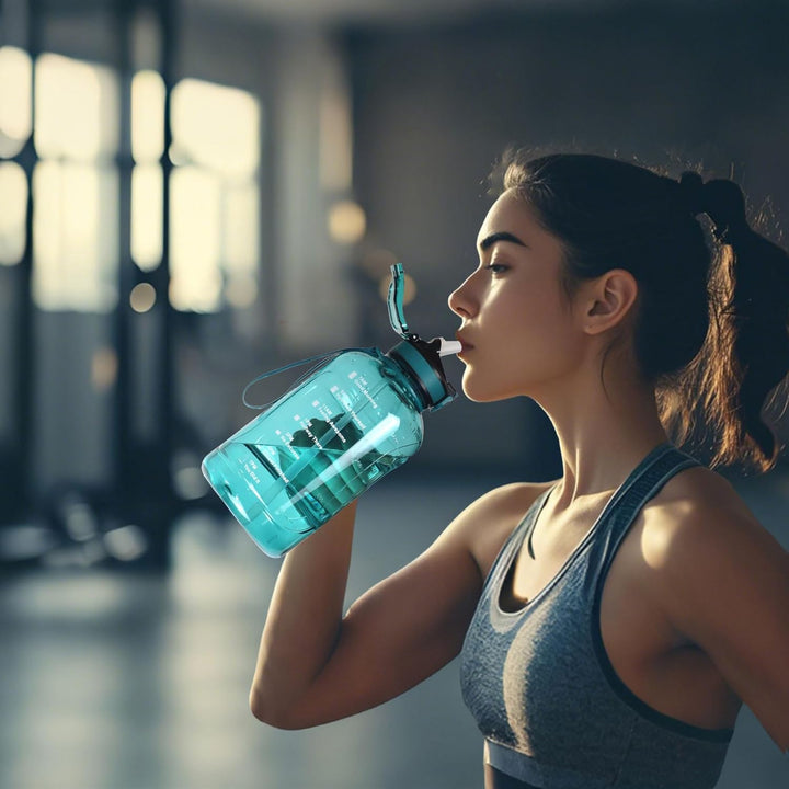2 Liter Trinkflasche, BPA Frei, Trinkflasche Gym mit Zeitmarkierung, für Fitnessstudio, Büro, Outdoo
