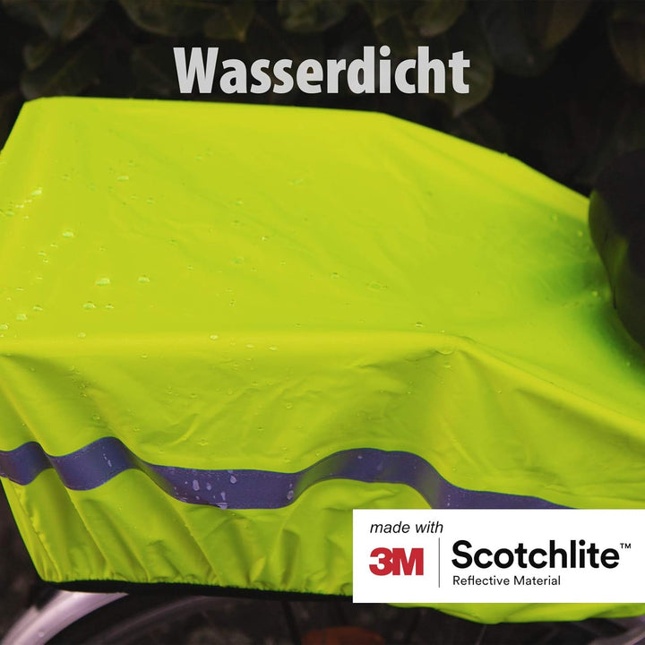 Salzmann 3M Reflektierender Regenschutz für Fahrradkörbe - wasserdichte Korbabdeckung - Hergestellt