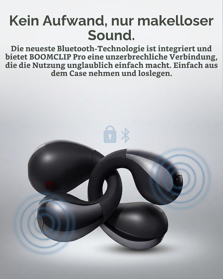 Boompods BOOMCLIP PRO - Open Ear Kopfhörer Bluetooth &amp; Clip On Wireless Ohrclip-Ohrhörer mit 9 Std