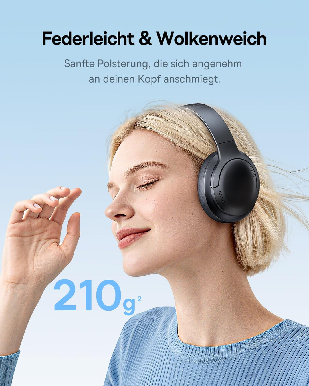 Baseus BH1 Lite Bluetooth Kopfhörer, Leichter & Komfort Kabellose Headphones mit Kristallklarer Klan