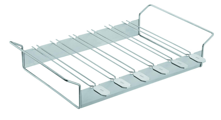 RÖSLE Halter mit Grillspiessen, Aufsatz zur Zubereitung von Schaschlik und Gemüse auf Gas- und Kohle