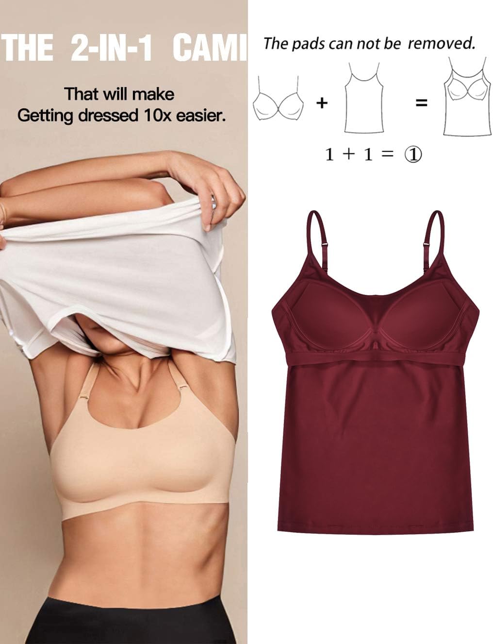 STARBILD Damen Unterhemd, S-4XL L Burgunderrot, L Burgunderrot