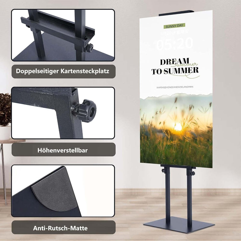 ybaymy Plakatständer Infoständer Doppelseitiger Plakatständer Verstellbarer Metall Informationsständ