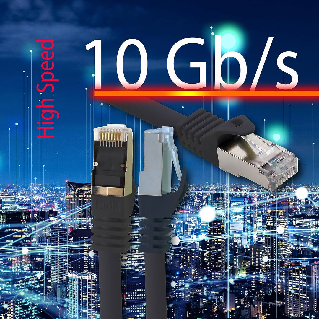 freiwerk 1,5m - schwarz - 5 Stück CAT.7 Netzwerkkabel Lan Ethernet Patch Kabel S-FTP LSZH PIMF 10GB