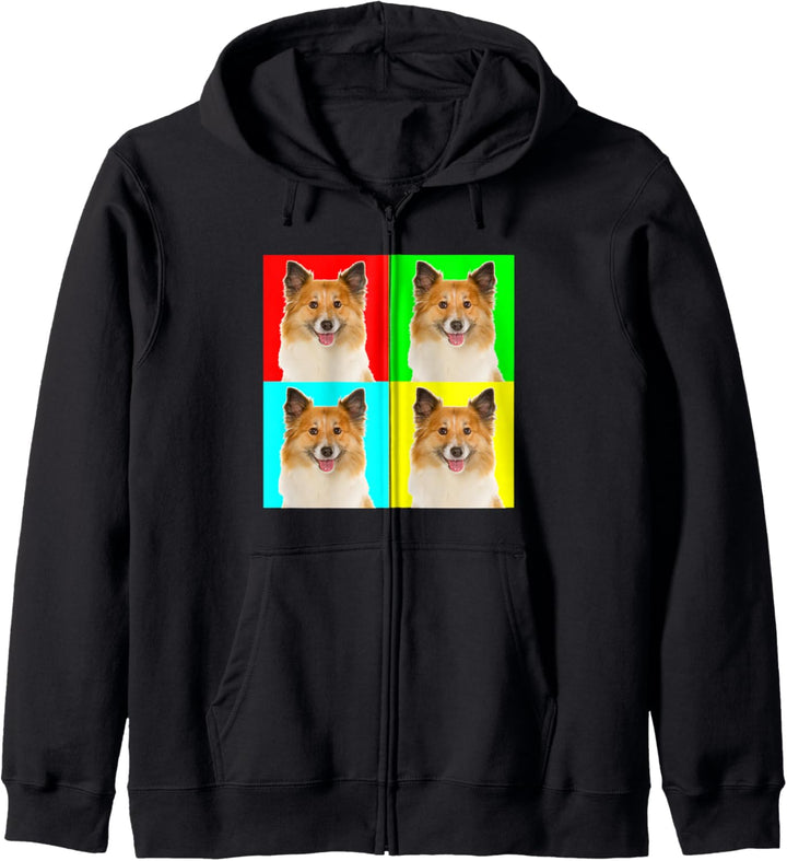 Pop Art Dog Icelandic Sheepdog Kapuzenjacke