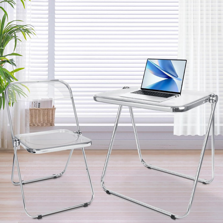 Klapptisch aus Acryl, transparent, keine Montage erforderlich, kleiner Schreibtisch für Zuhause, Bei