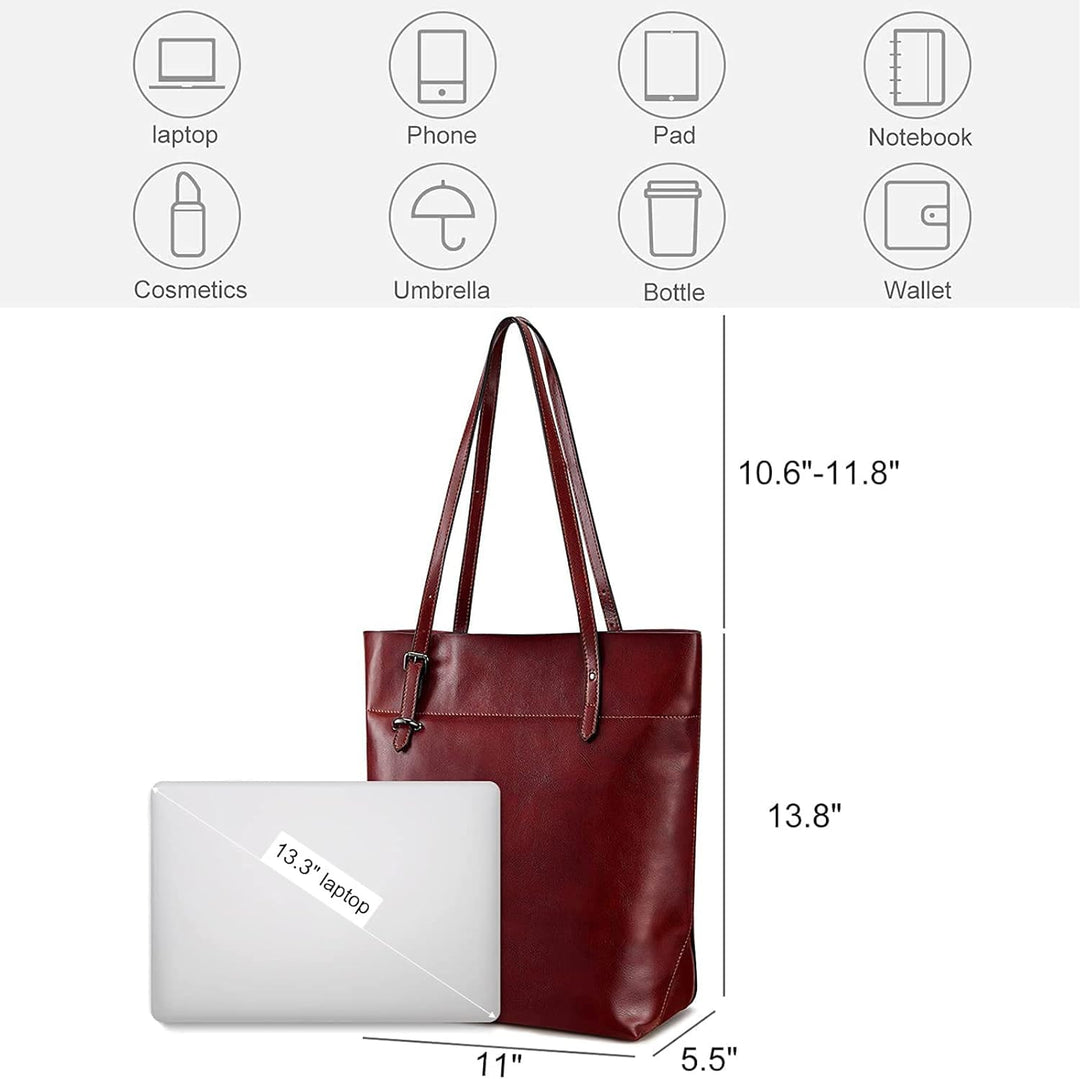 S-ZONE Damen Echtleder Tasche Shopper Gross Tote Handtasche Henkeltasche (C-wine Rot) Weinrot, Weinr
