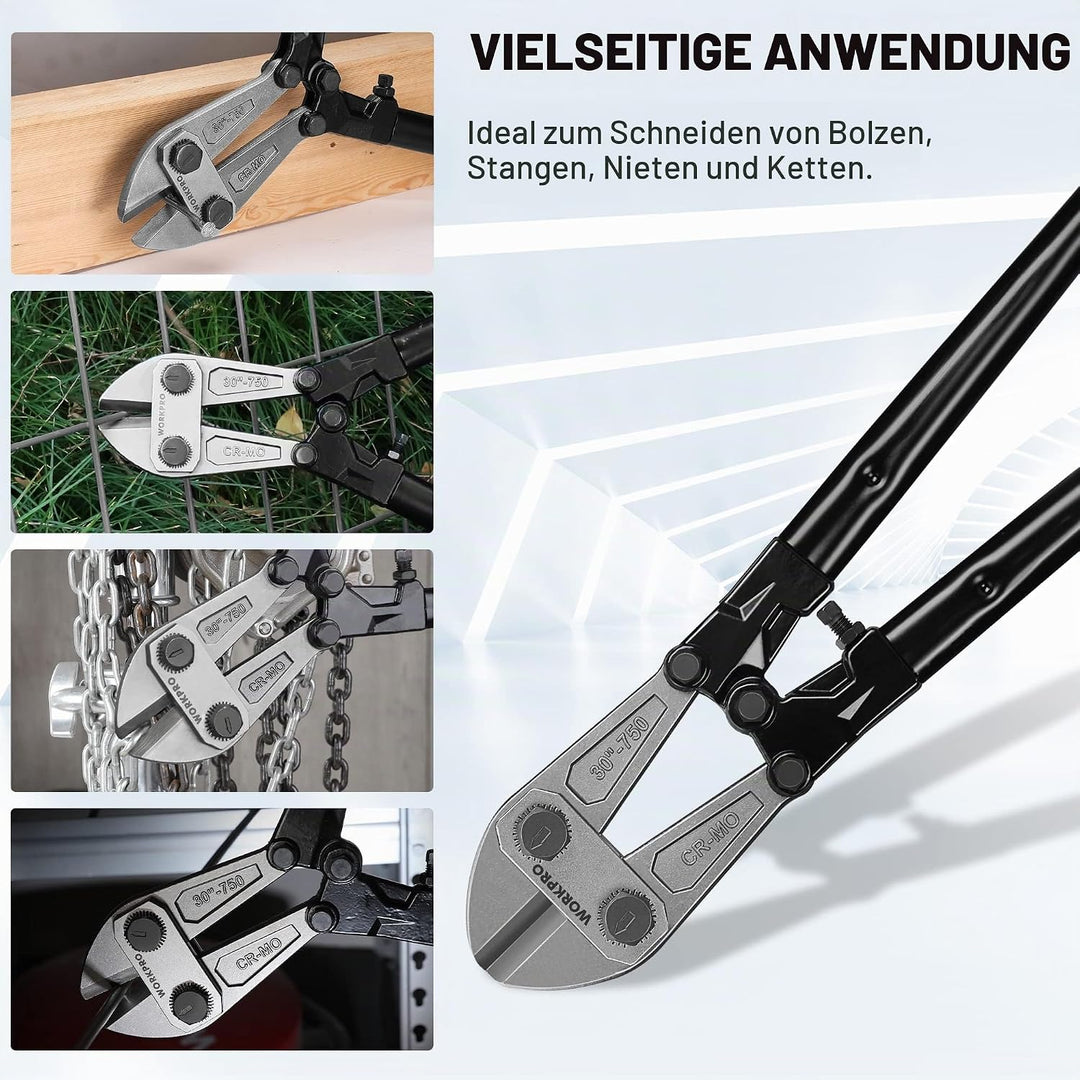WORKPRO, W017007A, Bolzenschneider, Griff aus zwei Materialien mit weichem Gummigriff, 76,2 cm, Klin