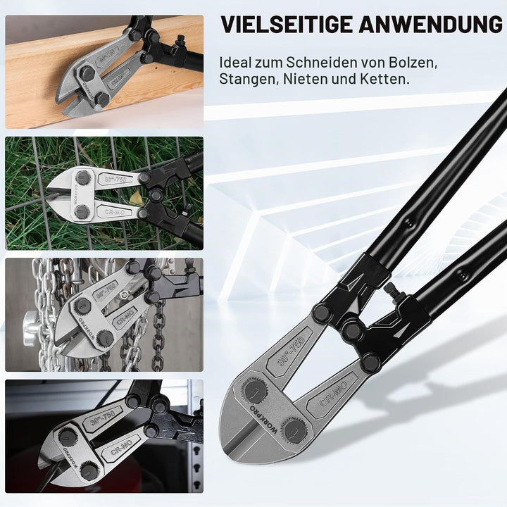 WORKPRO, W017007A, Bolzenschneider, Griff aus zwei Materialien mit weichem Gummigriff, 76,2 cm, Klin