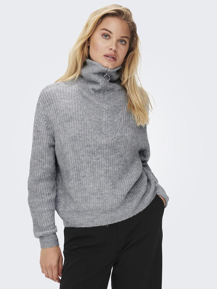 ONLY Female Strickpullover ONLBAKER Strickpullover L Light Grey Melange/Detail:melange, L Light Grey