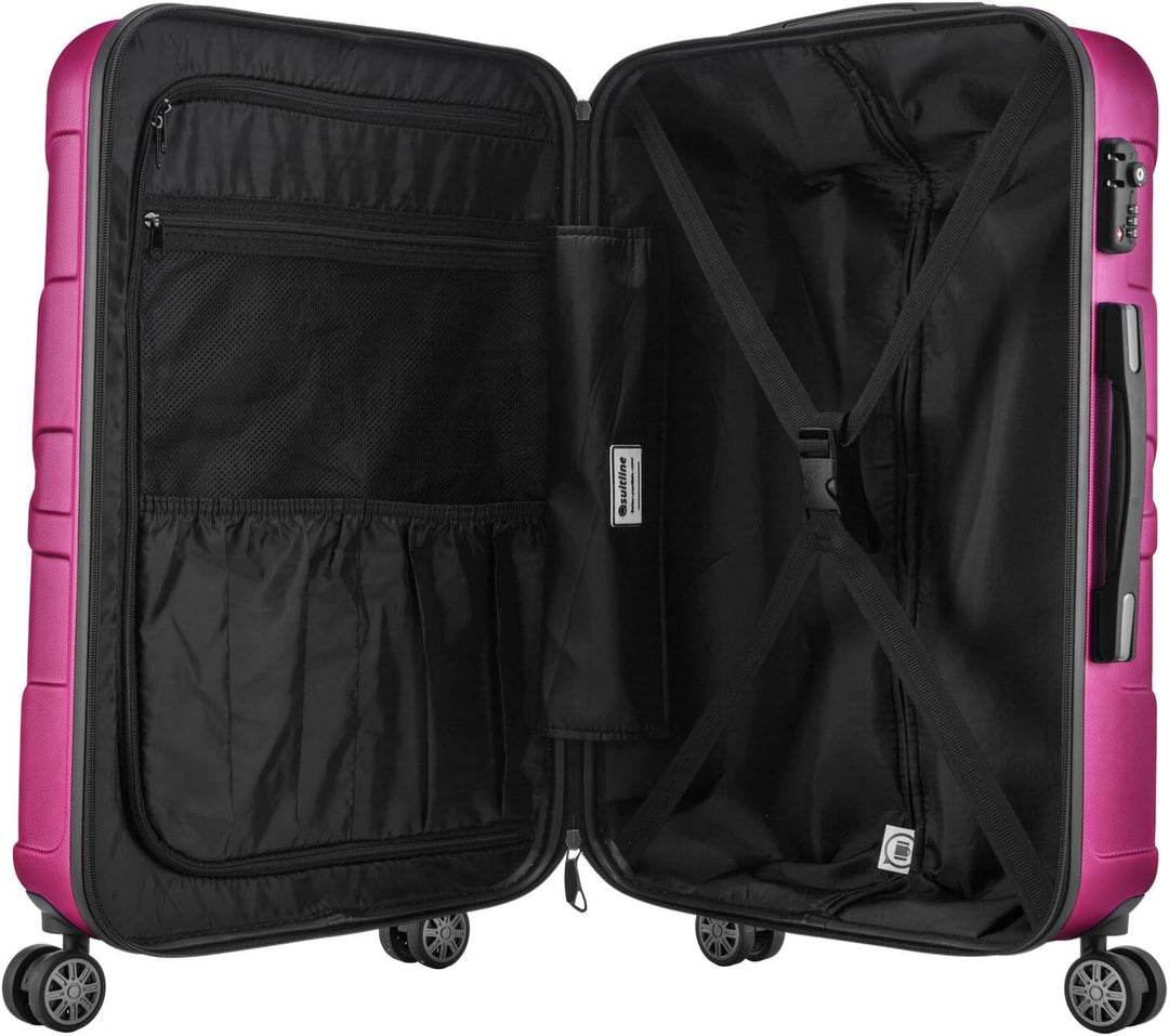 Suitline - 2er Trolley - Koffer Set Grössen Gelb/Magenta 2er Set M, Gelb/Magenta 2er Set M