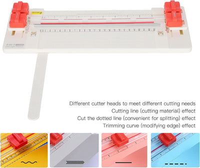 Wosune Papierschneider, 4 in 1 Rolling Rolling Paper Cutter Tragbarer Foto Trimmer für Faltenlinien