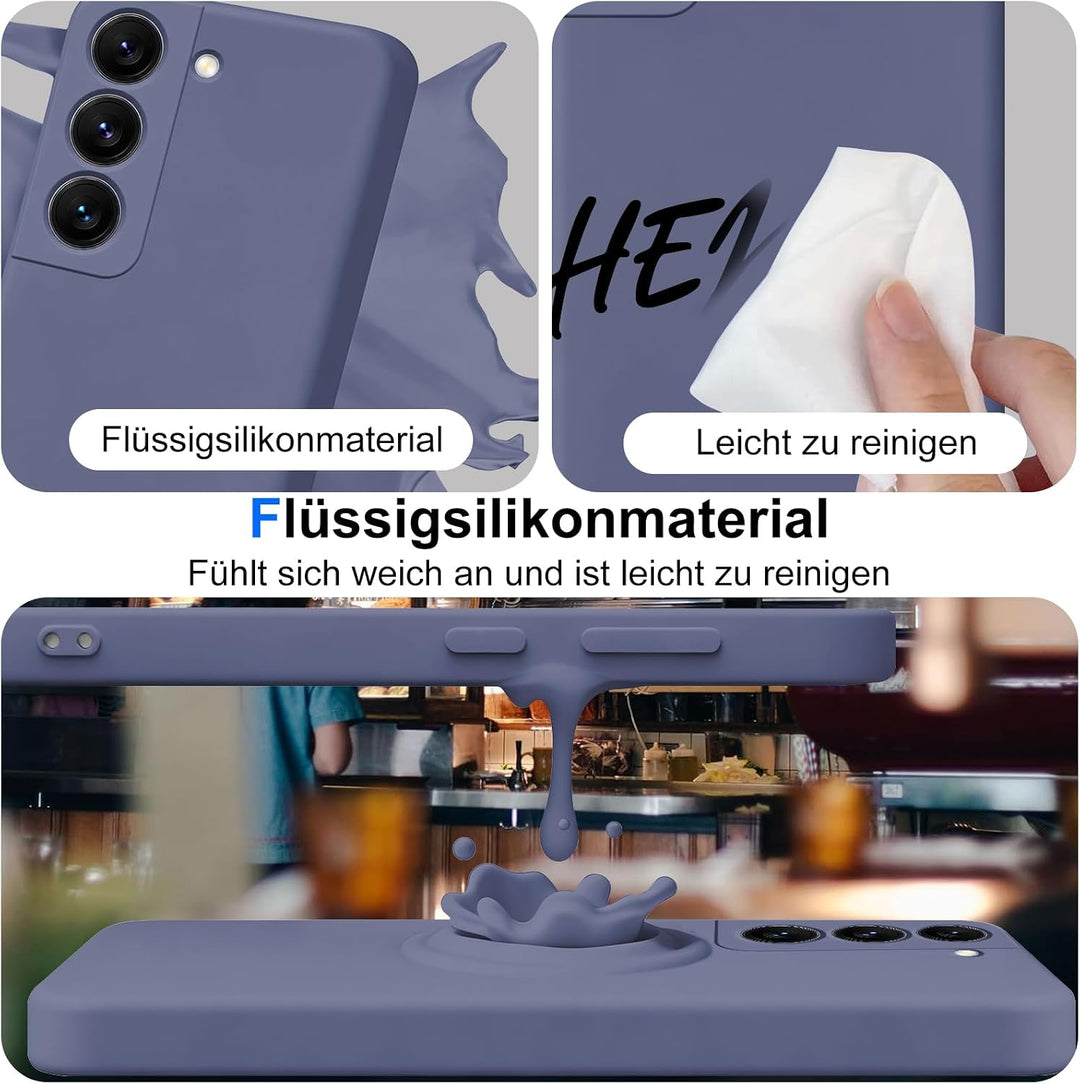 Handyhülle für Samsung Galaxy S22 Hülle [Material-Upgrade] Soft Silicone Case mit Mikrofaserfutter R
