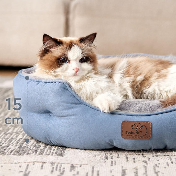 BEDSURE Katzenbett waschbar Katzen Bettchen - 63x53x20cm Katzen Bett mit Zweiseitig Innenkissen Katz