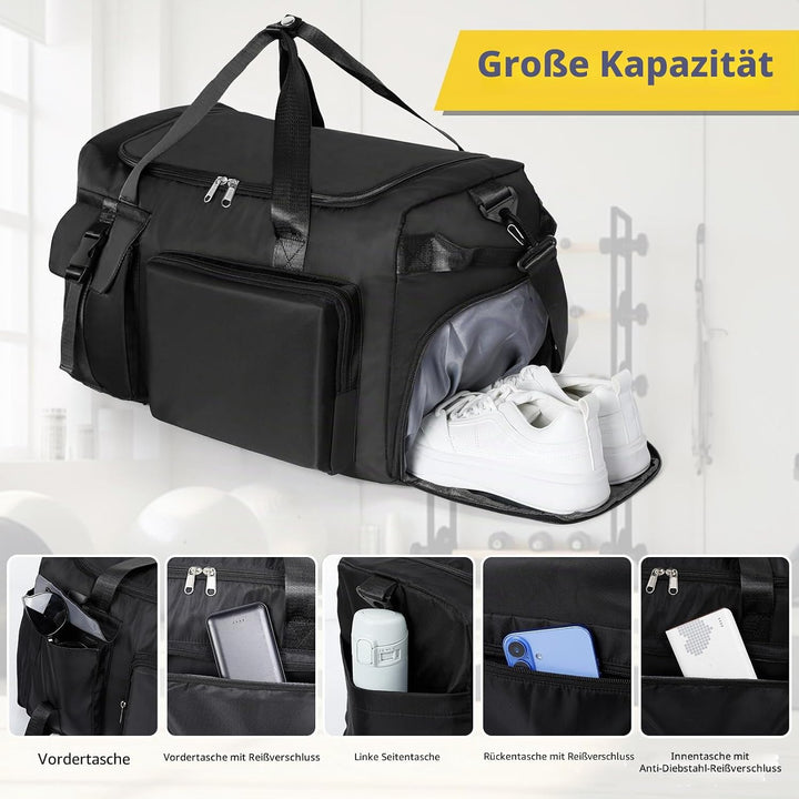 Cozary Sporttasche für Herren &amp; Damen - 42L grosse Reisetasche Wasserdichtes Oxford-Gewebe - 3-in-1