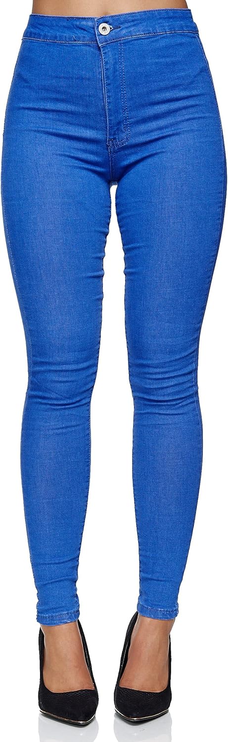 Elara Damen Slim Fit Hose Highwaist Jeans Chunkyrayan, Navy Chicago