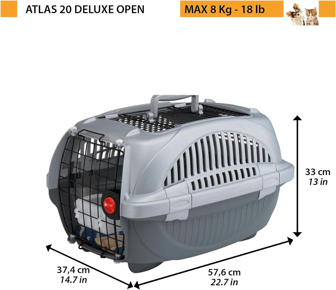Ferplast Transportbox für Haustiere Hundebox für kleine Hunde und Katzen Atlas deluxe 20 Open, Trans