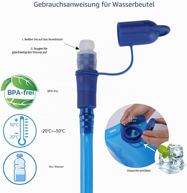BBAIYULE® Trinkrucksack, isolierter Trinkrucksack mit 2 l BPA-freier Wasserblase, für Laufen, Wander