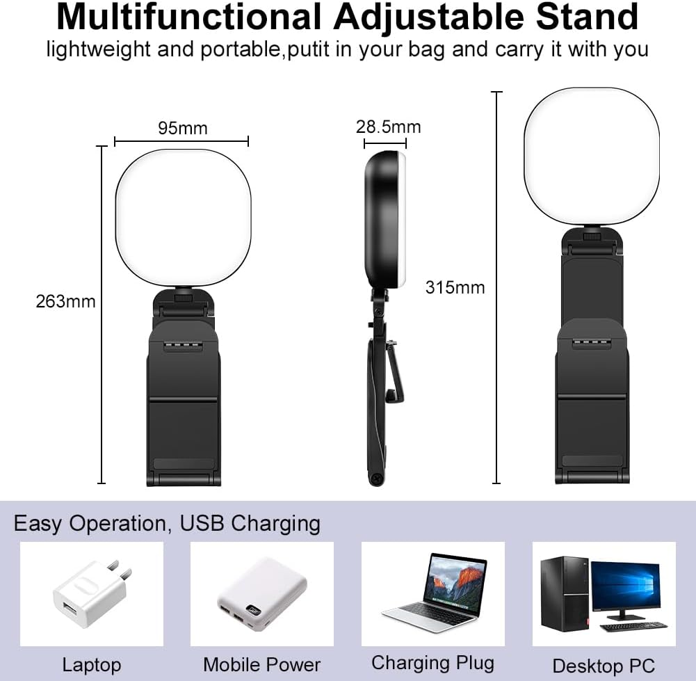 HOTUT Ringlicht Laptop PC, Videokonferenz Licht mit Stativ & Handyhalter, Ringleuchte 5 Lichtfarben