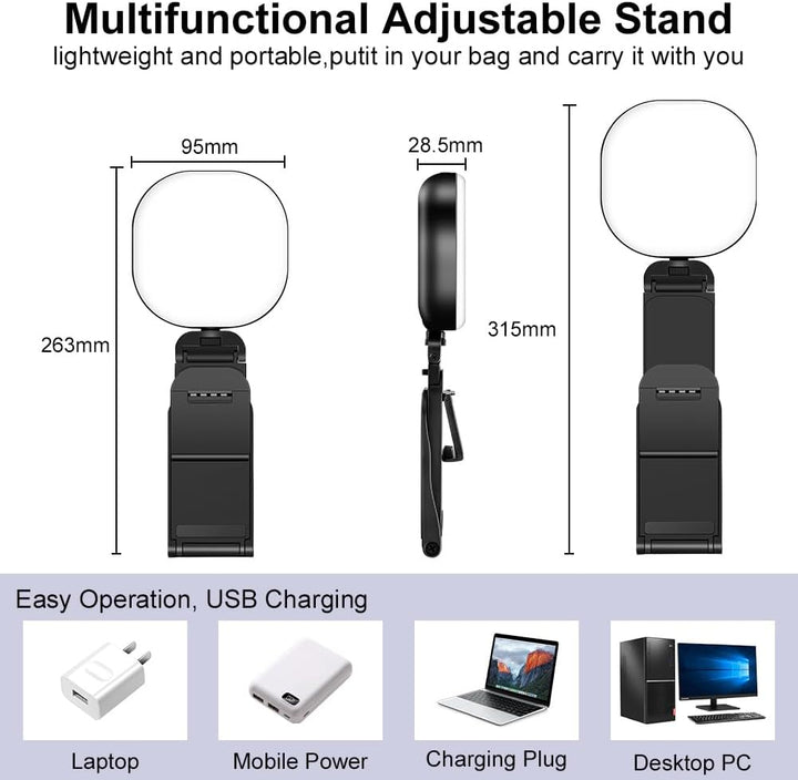 HOTUT Ringlicht Laptop PC, Videokonferenz Licht mit Stativ & Handyhalter, Ringleuchte 5 Lichtfarben