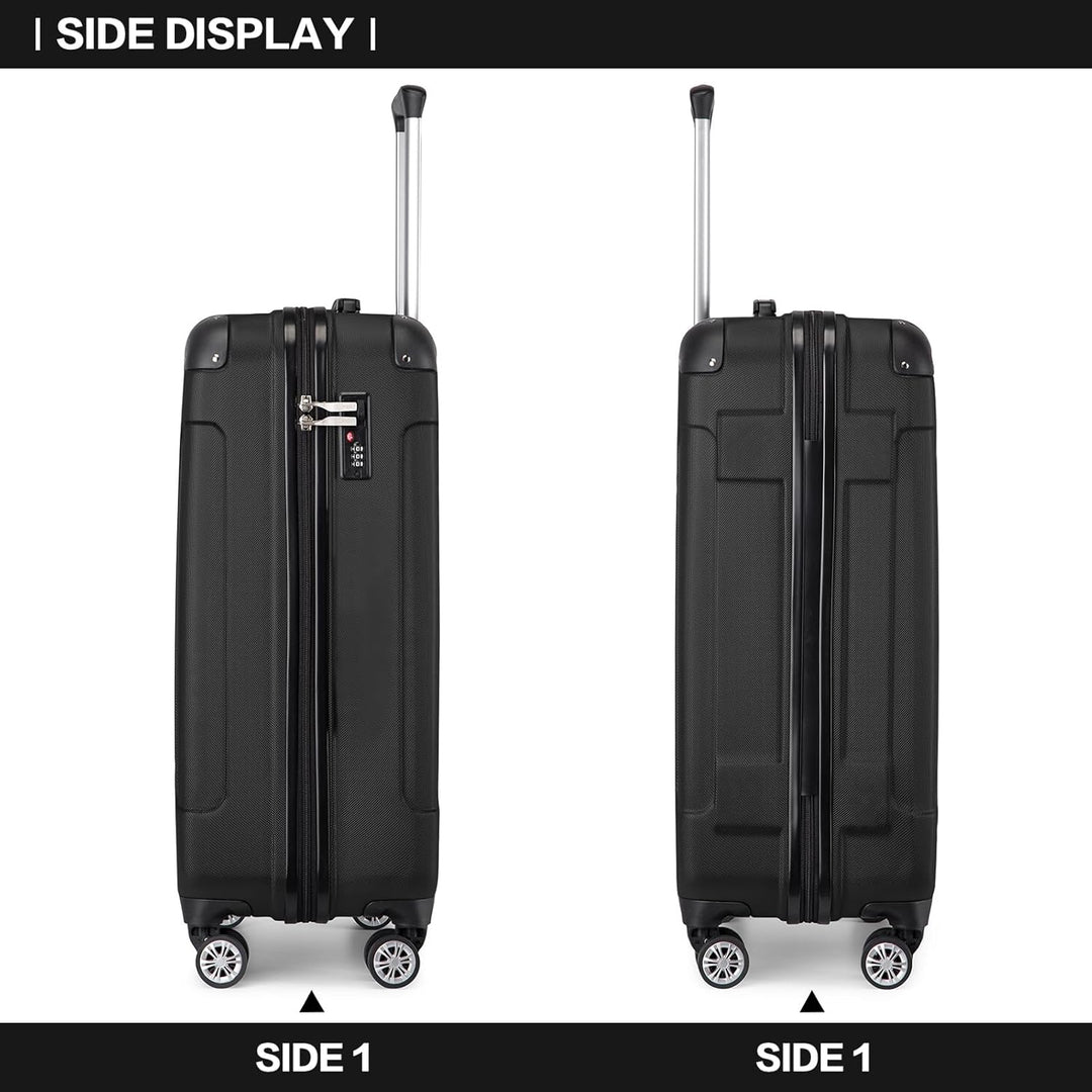 KONO Trolley Handgepäck Koffer 55x35x20cm Rollkoffer Reisekoffer mit 4 Rollen und Schloss (Schwarz),