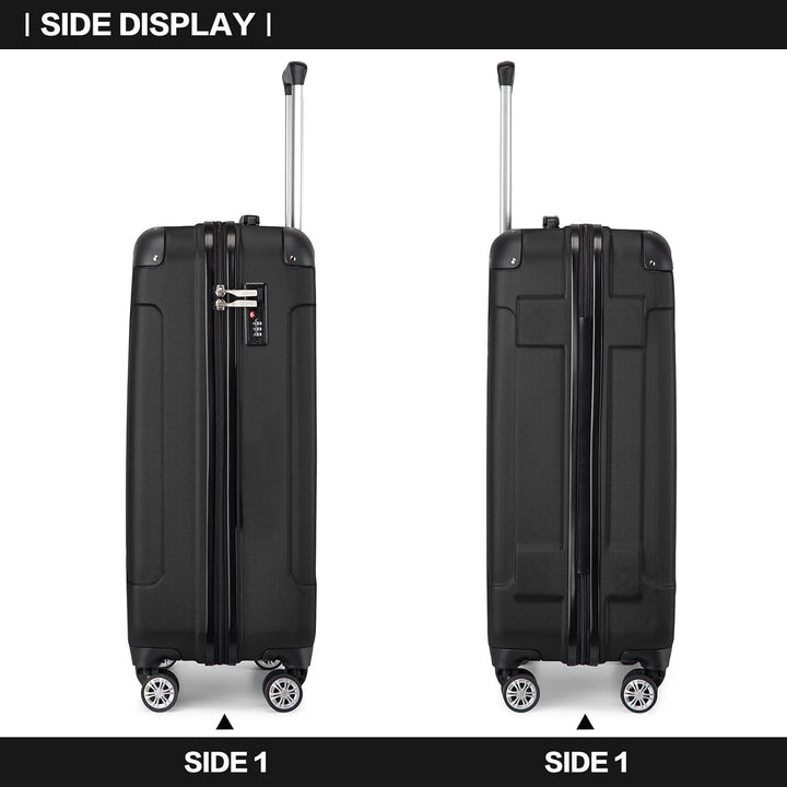 KONO Trolley Handgepäck Koffer 55x35x20cm Rollkoffer Reisekoffer mit 4 Rollen und Schloss (Schwarz),