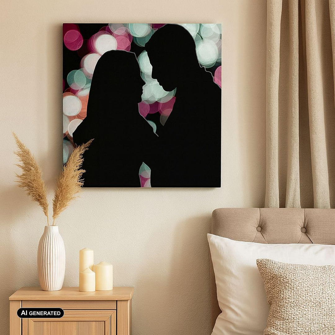 Bilder auf Leinwand Paar Liebe Beziehung Leinwandbild mit Rahmen 60x60cm Wandbilder Dekoration Wohnz