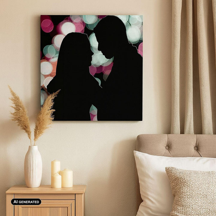 Bilder auf Leinwand Paar Liebe Beziehung Leinwandbild mit Rahmen 60x60cm Wandbilder Dekoration Wohnz