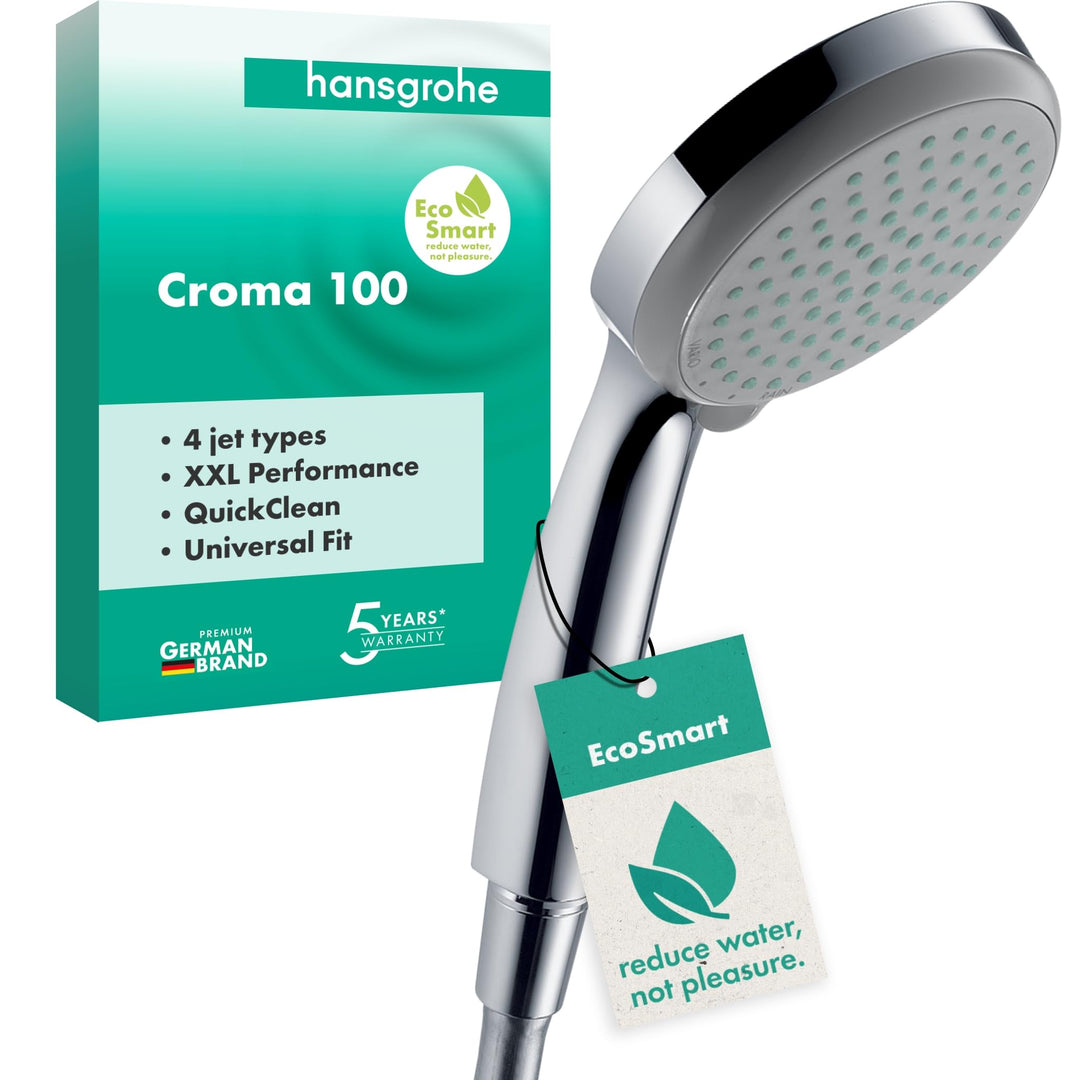 hansgrohe Croma 100 wassersparender Duschkopf 100 mm (4 Strahlarten) Chrom 4 Strahlarten /