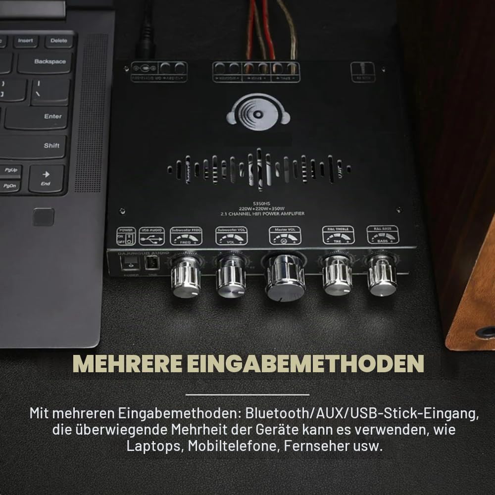 DollaTek 2.1-Kanal-Bluetooth-Verstärkerplatine, 220W × 2+350W 12V-38V Audio-Leistungsverstärkermodul