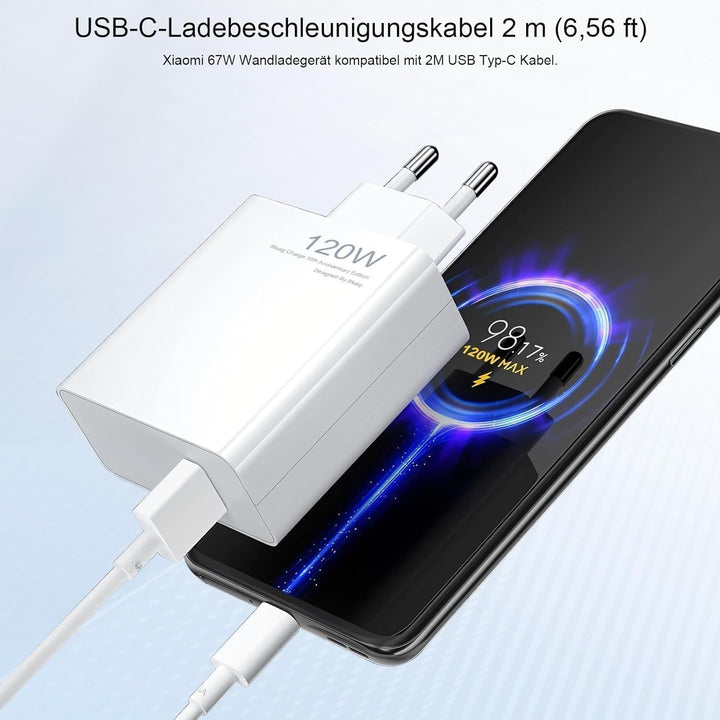 120W ladegerät für Xiaomi 15, 14, 13, 12, 13t, 12t, 12s, Redmi Note 14/13 Pro+/12 Pro+/11 P+ 5G, 12,