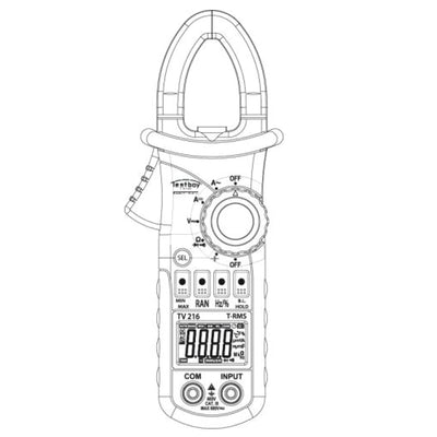 Testboy TV 216N digitales Zangenamperemeter (LED-Messstellenbeleuchtung, Spannungsmessung bis 600 V