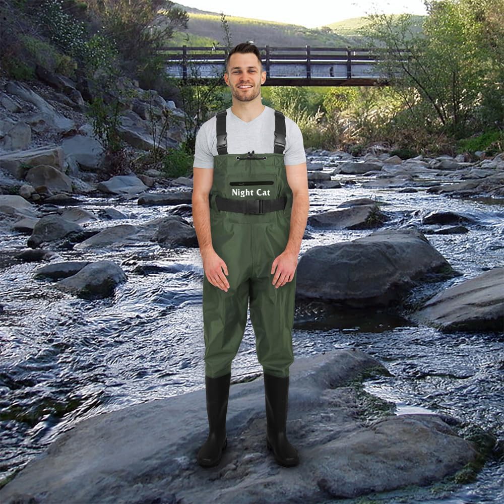 Night Cat Wathose Herren Damen Frauen Wathose mit Stiefeln Wasserdichte Atmungsaktive Crosswater Wad