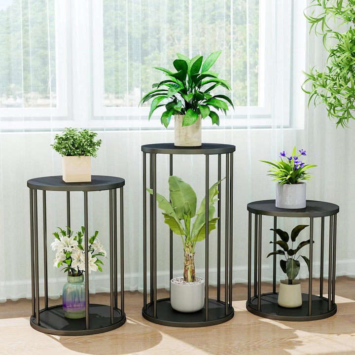 HDANI 3er-Set Rund Pflanzenständer Metall 35/45/55cm,Solider und Robuster Blumenständer für Wohnzimm
