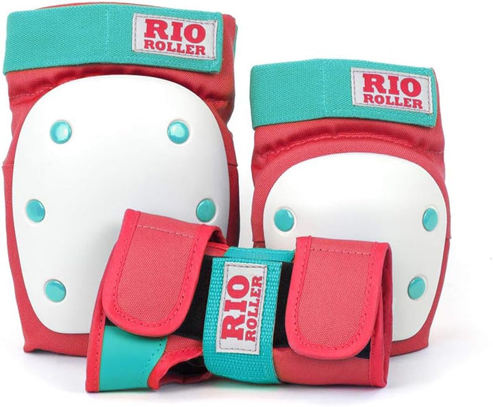 Rio Roller Unisex, Jugend Triple Pad Set Skateboard-Schutzset für Kinder S Mehrfarbig (Red/Mint), S